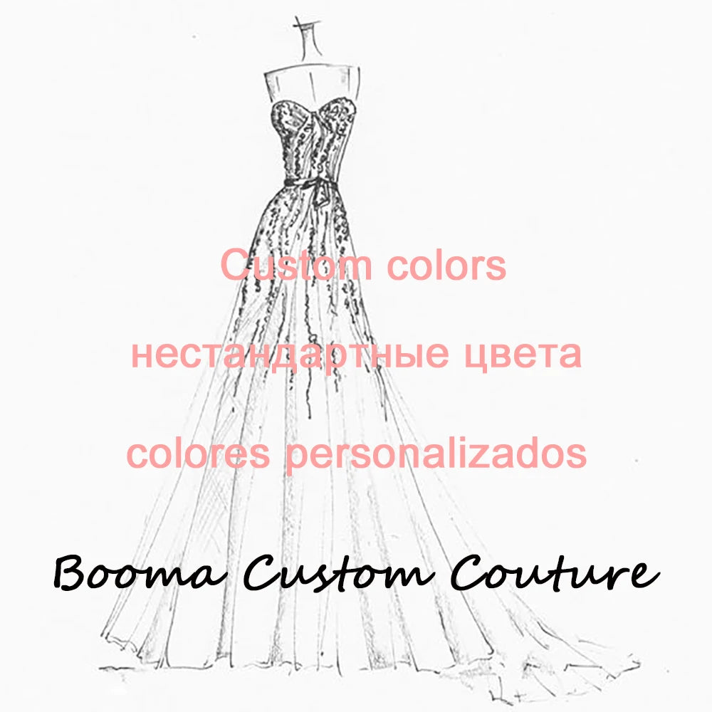 Booma Lace Short Wedding Dresses V Neck Mini Brides Party Gowns for Women Long Sleeves Bridals Evening Dress Customized